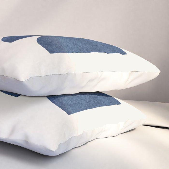 Woodblock navy blue Mid century modern Pillow Sham Gallery Image 3