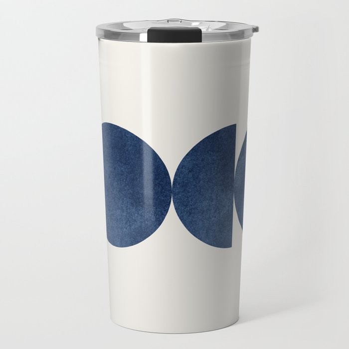 Woodblock navy blue Mid century modern Travel Mug Gallery Image 1