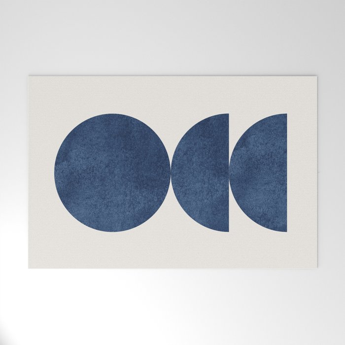 Woodblock navy blue Mid century modern Welcome Mat Gallery Image 1