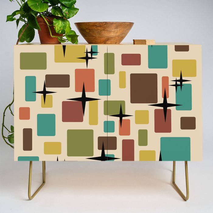 Mid Century Modern Disarrayed Bricks Multicolored Credenza Gallery Image 1