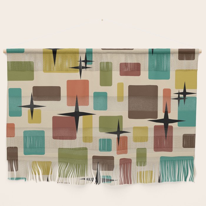 Mid Century Modern Disarrayed Bricks Multicolored Wall Hanging Gallery Image 1