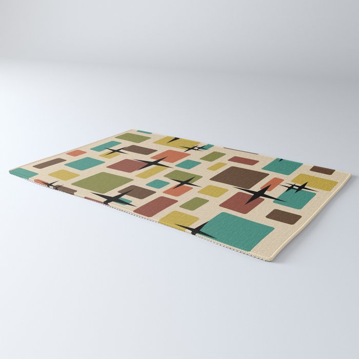 Mid Century Modern Disarrayed Bricks Multicolored Rug Gallery Image 3