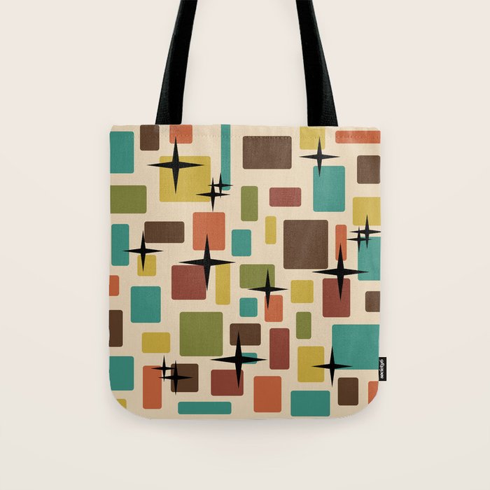Mid Century Modern Disarrayed Bricks Multicolored Tote Bag Gallery Image 1