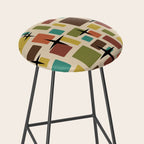 Mid Century Modern Disarrayed Bricks Multicolored Stool Gallery Image 2