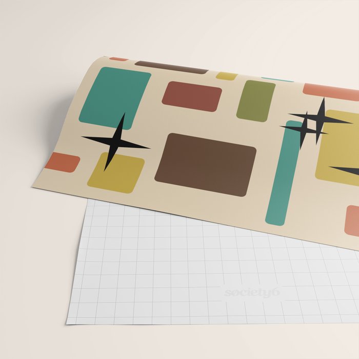 Mid Century Modern Disarrayed Bricks Multicolored Wrapping Paper Gallery Image 2