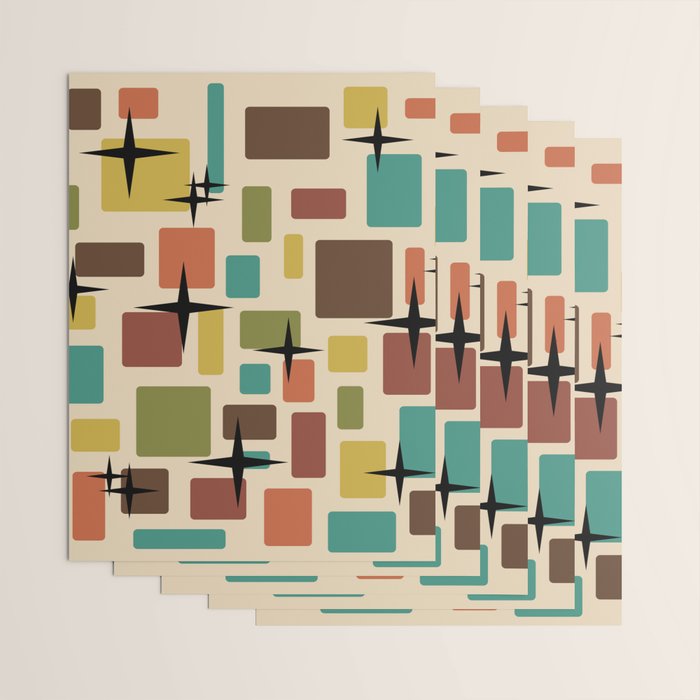 Mid Century Modern Disarrayed Bricks Multicolored Wrapping Paper Gallery Image 3