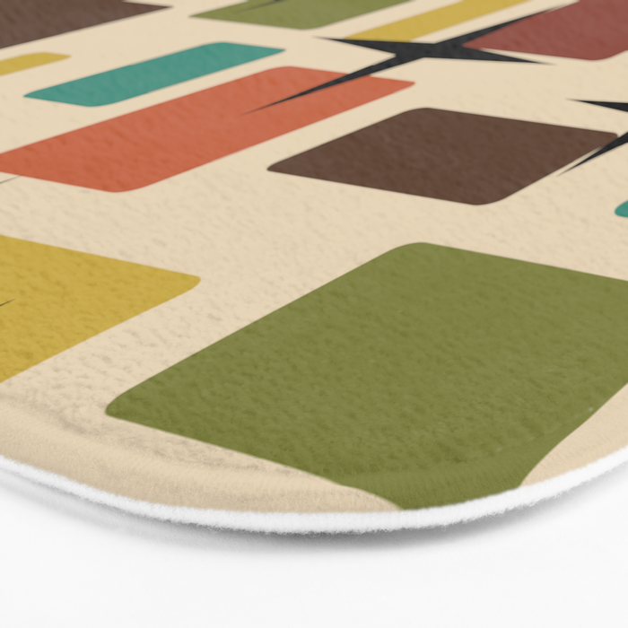 Mid Century Modern Disarrayed Bricks Multicolored Bath Mat Gallery Image 3