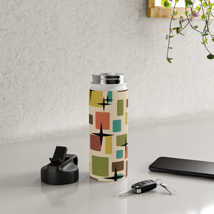 Mid Century Modern Disarrayed Bricks Multicolored Water Bottle Gallery Image 4