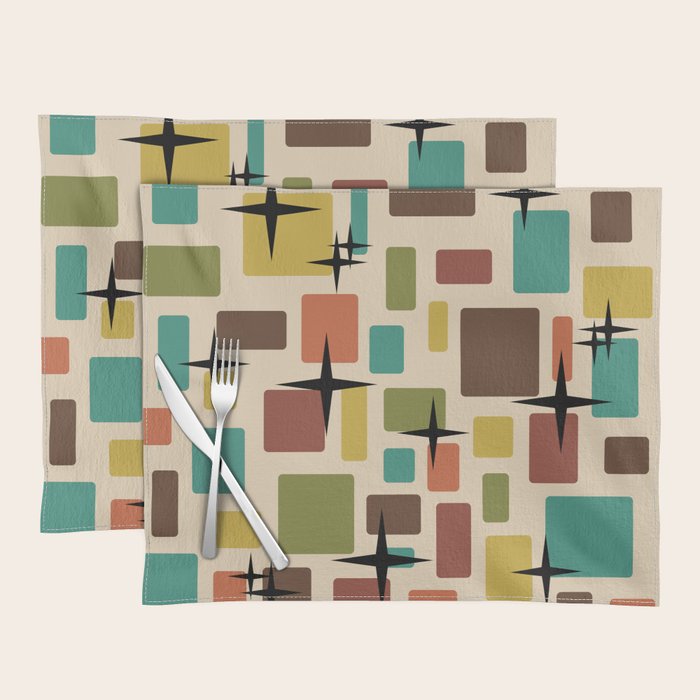 Mid Century Modern Disarrayed Bricks Multicolored Placemat Gallery Image 1