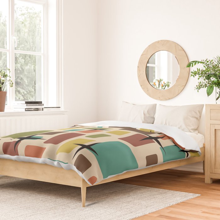 Mid Century Modern Disarrayed Bricks Multicolored Duvet Cover Gallery Image 2