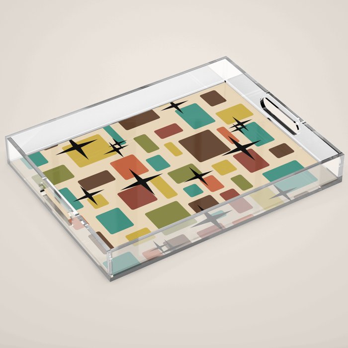 Mid Century Modern Disarrayed Bricks Multicolored Acrylic Tray Gallery Image 1