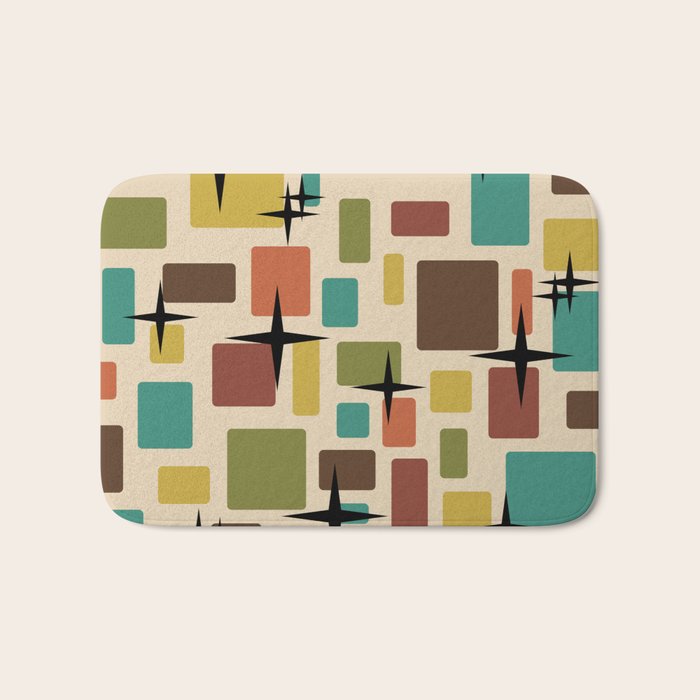 Mid Century Modern Disarrayed Bricks Multicolored Bath Mat Gallery Image 1