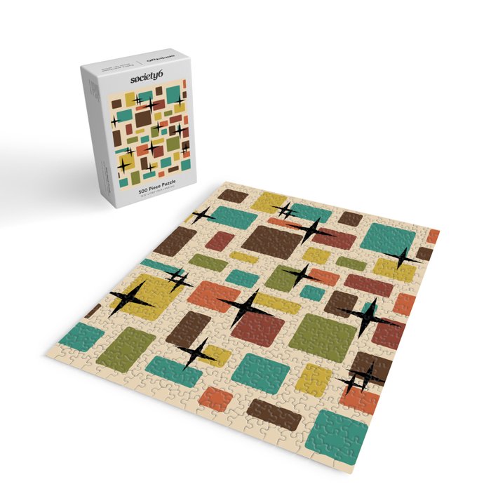 Mid Century Modern Disarrayed Bricks Multicolored Jigsaw Puzzle Gallery Image 2