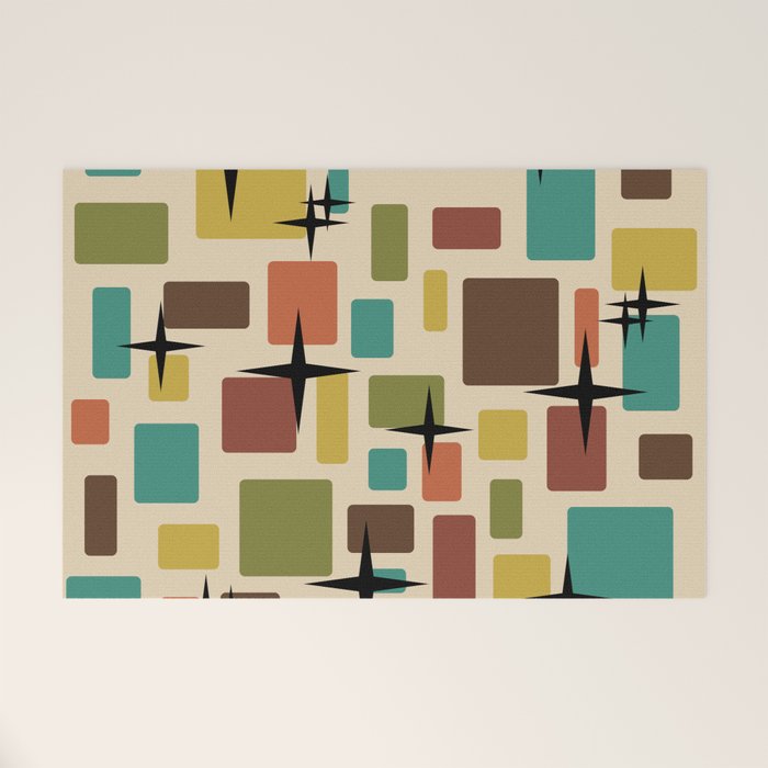 Mid Century Modern Disarrayed Bricks Multicolored Welcome Mat Gallery Image 1