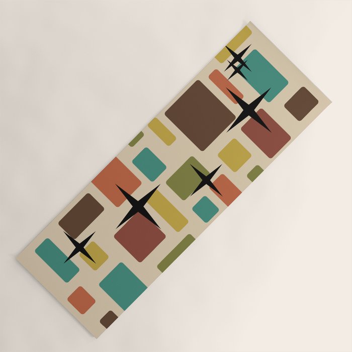 Mid Century Modern Disarrayed Bricks Multicolored Yoga Mat Gallery Image 1