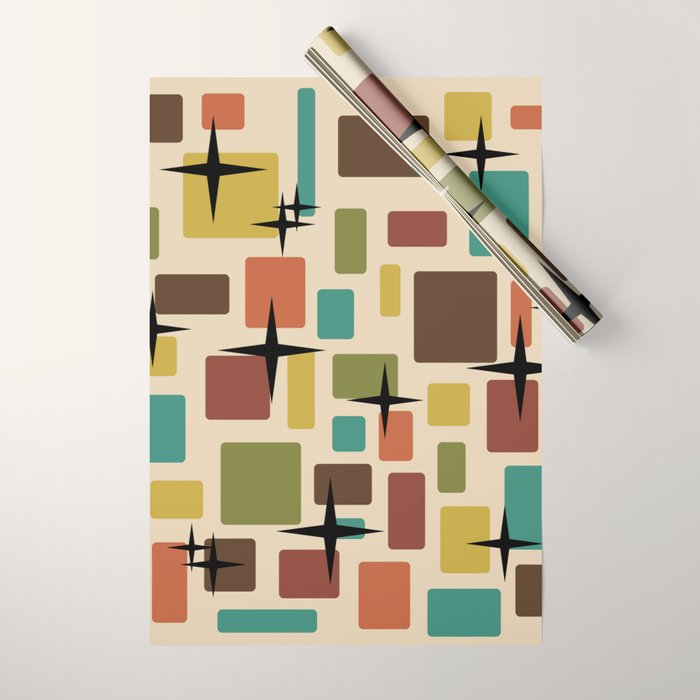 Mid Century Modern Disarrayed Bricks Multicolored Wrapping Paper Gallery Image 1