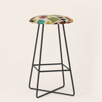Mid Century Modern Disarrayed Bricks Multicolored Stool Gallery Image 1