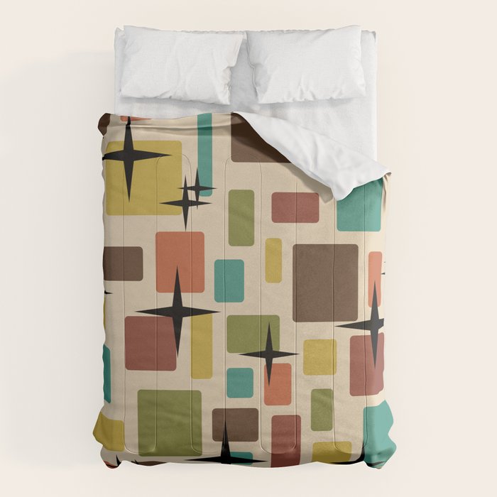 Mid Century Modern Disarrayed Bricks Multicolored Comforter Gallery Image 6