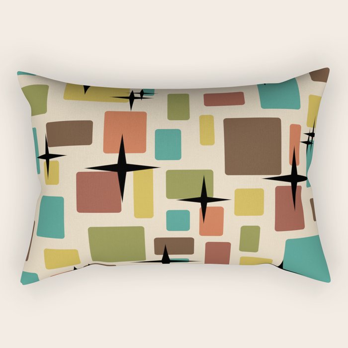 Mid Century Modern Disarrayed Bricks Multicolored Rectangular Pillow Gallery Image 1
