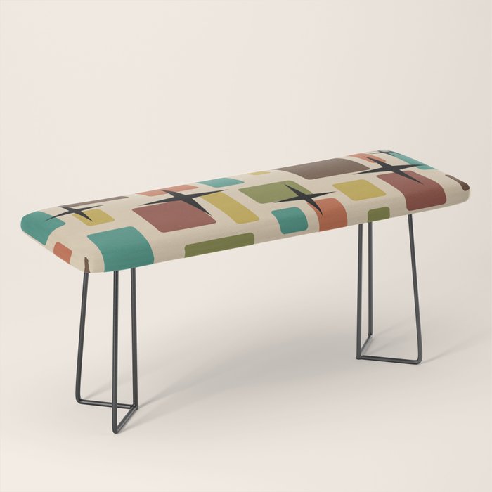 Mid Century Modern Disarrayed Bricks Multicolored Bench Gallery Image 1