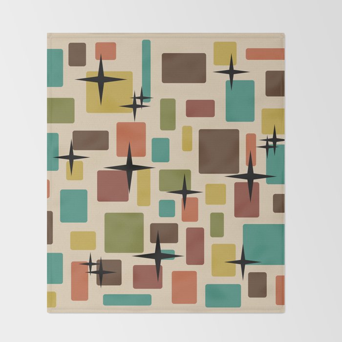 Mid Century Modern Disarrayed Bricks Multicolored Throw Blanket Gallery Image 2