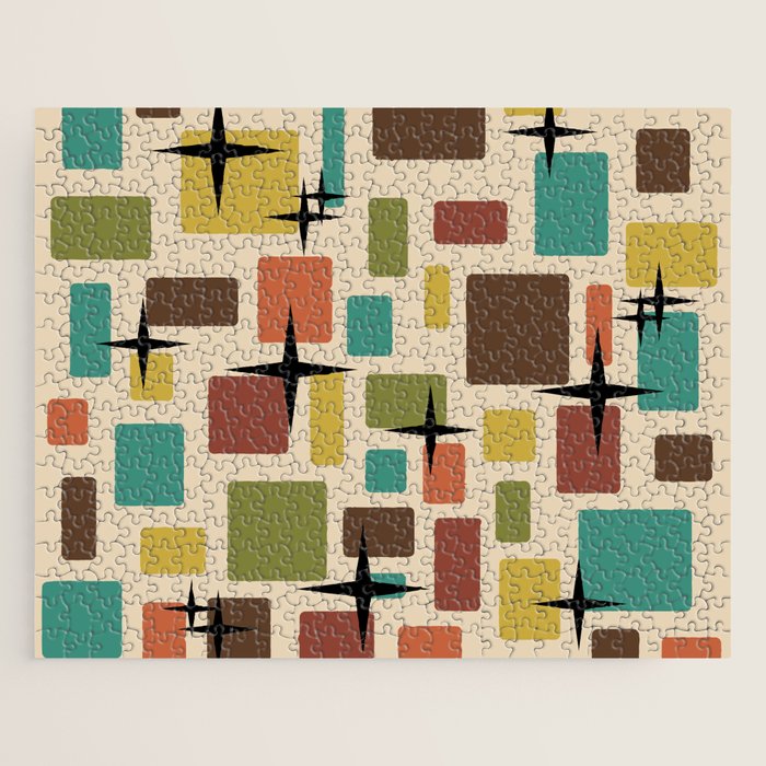 Mid Century Modern Disarrayed Bricks Multicolored Jigsaw Puzzle Gallery Image 1