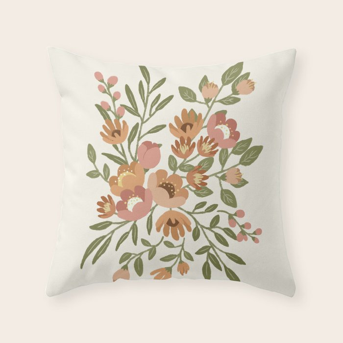 Freya Flowers Throw Pillow Gallery Image 1