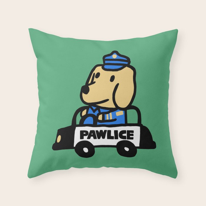 Here comes the dog pawlice Throw Pillow Gallery Image 1