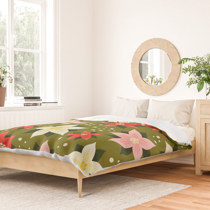 Poinsettia Pattern Duvet Cover Gallery Image 2
