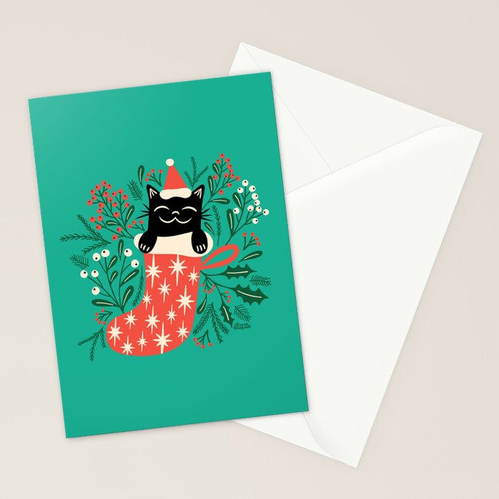 Festive Feline Stationery Card Gallery Image 2