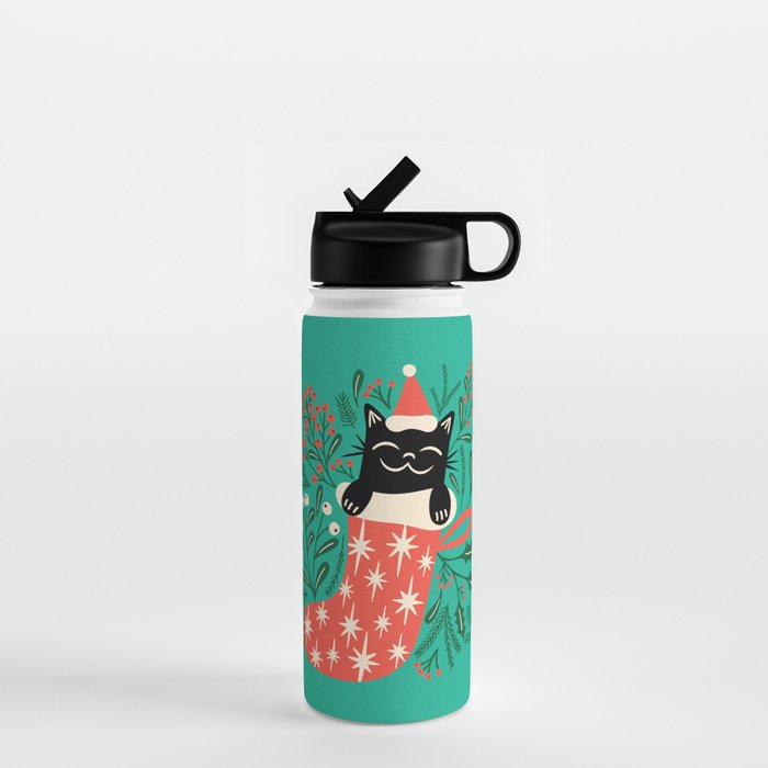 Festive Feline Water Bottle Gallery Image 1