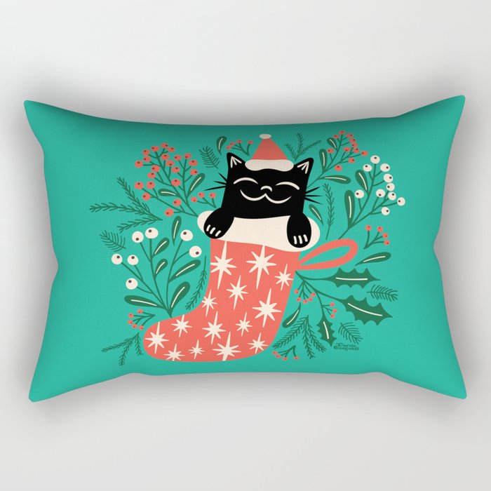 Festive Feline Rectangular Pillow Gallery Image 2