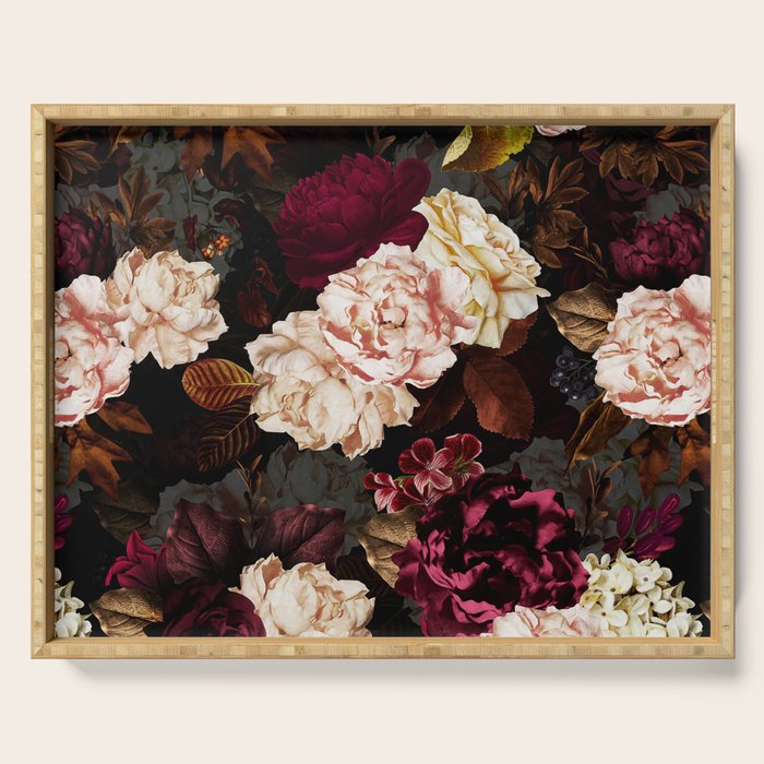 Vintage & Shabby Chic - Midnight Rose and Peony Garden Serving Tray Gallery Image 1