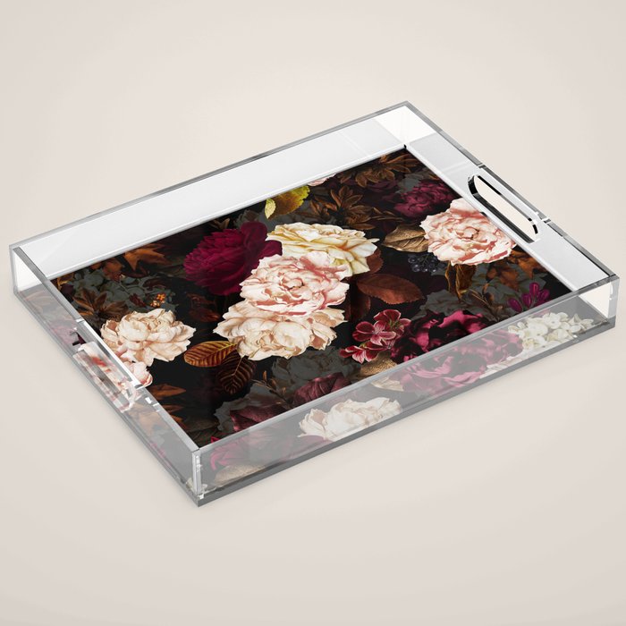 Vintage & Shabby Chic - Midnight Rose and Peony Garden Acrylic Tray Gallery Image 1