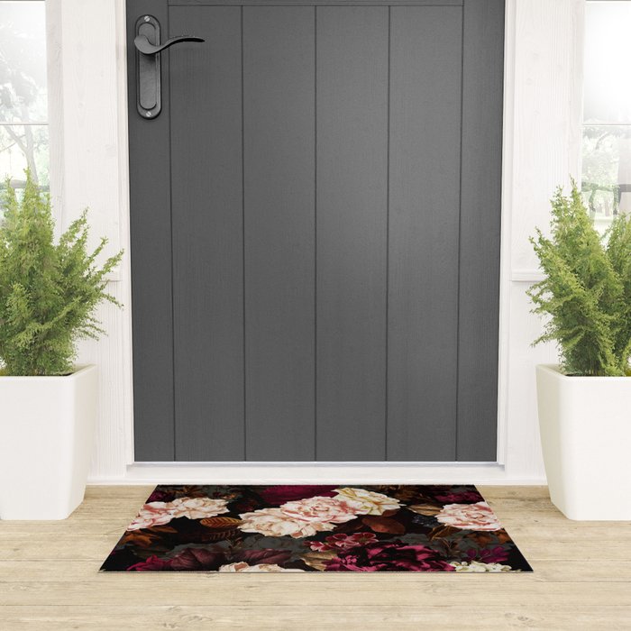 Vintage & Shabby Chic - Midnight Rose and Peony Garden Welcome Mat Gallery Image 3