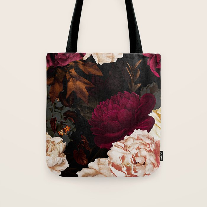 Vintage & Shabby Chic - Midnight Rose and Peony Garden Tote Bag Gallery Image 1