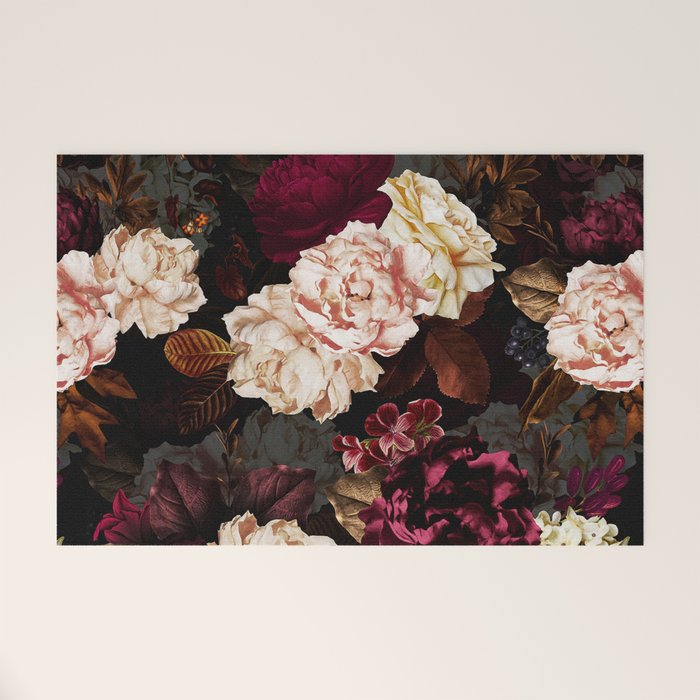 Vintage & Shabby Chic - Midnight Rose and Peony Garden Welcome Mat Gallery Image 1