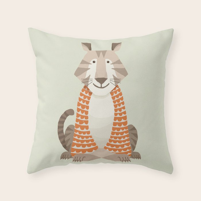 Whimsical Tiger Throw Pillow Gallery Image 1