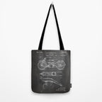 Harley Motorcycle Patent - Harley Bike Art - Black Chalkboard Tote Bag Gallery Image 2