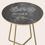 Harley Motorcycle Patent - Harley Bike Art - Black Chalkboard Side Table Gallery Image 2