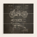 Harley Motorcycle Patent - Harley Bike Art - Black Chalkboard Wood Wall Art Gallery Image 1