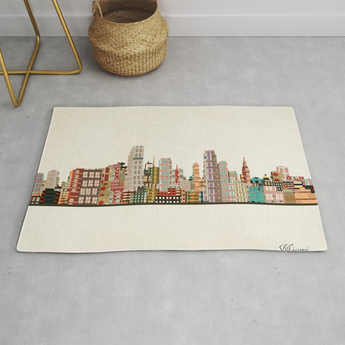 miami florida skyline Rug Gallery Image 1