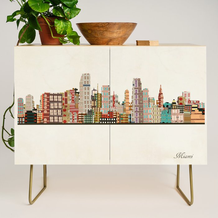 miami florida skyline Credenza Gallery Image 1
