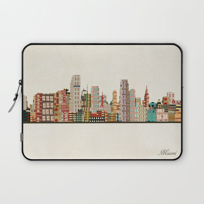 miami florida skyline Laptop Sleeve Gallery Image 1