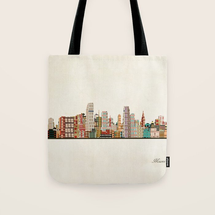 miami florida skyline Tote Bag Gallery Image 1