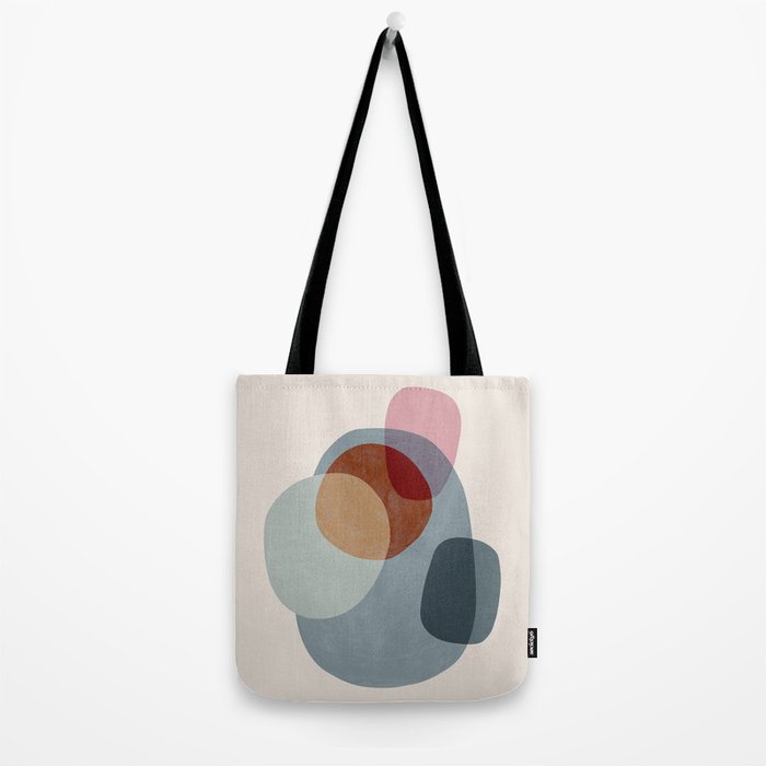 Abstract Shapes Gray Pink Rust Tote Bag Gallery Image 2