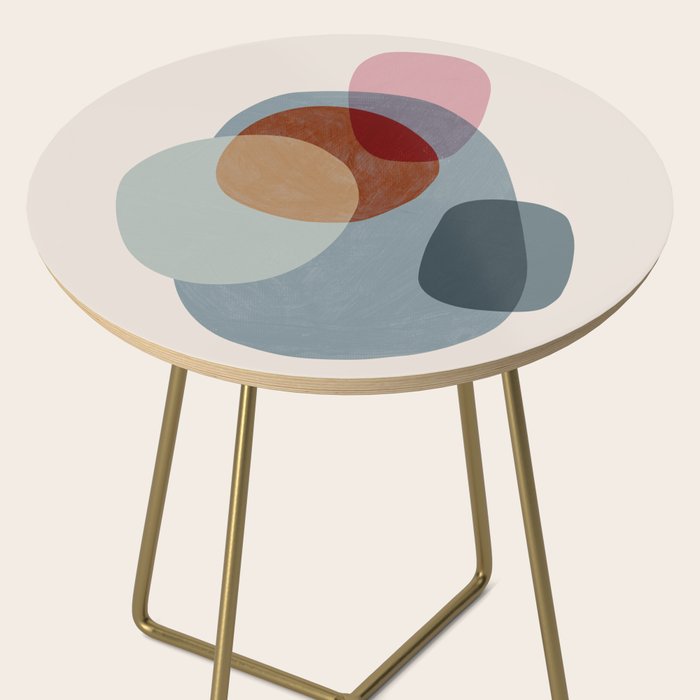 Abstract Shapes Gray Pink Rust Side Table Gallery Image 2
