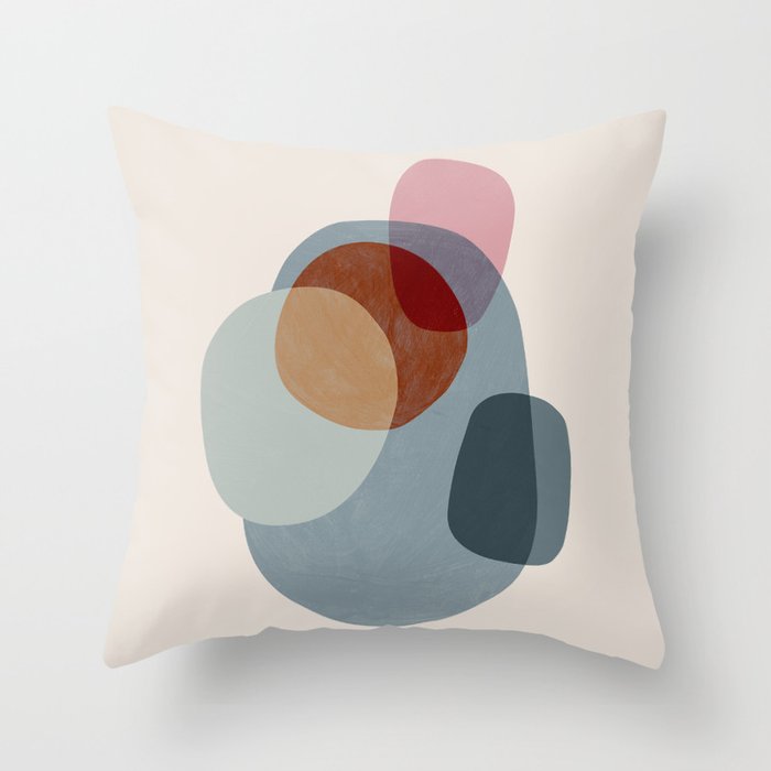 Abstract Shapes Gray Pink Rust Throw Pillow Gallery Image 6