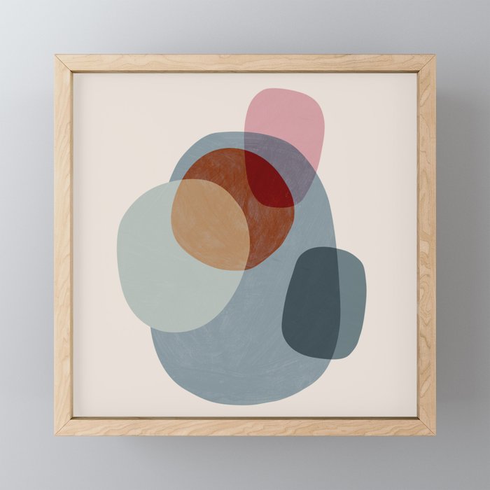 Abstract Shapes Gray Pink Rust Mini Art Print Gallery Image 1