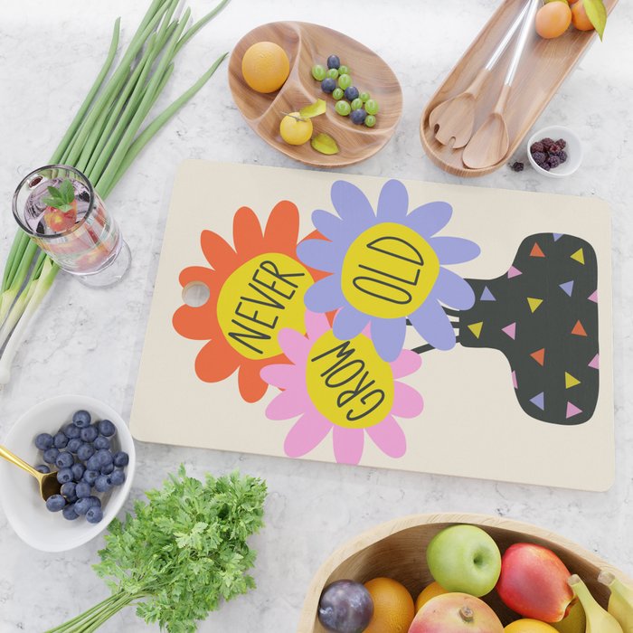 Never Grow Old Flower Vase - Forever Young Quote Cutting Board Gallery Image 2